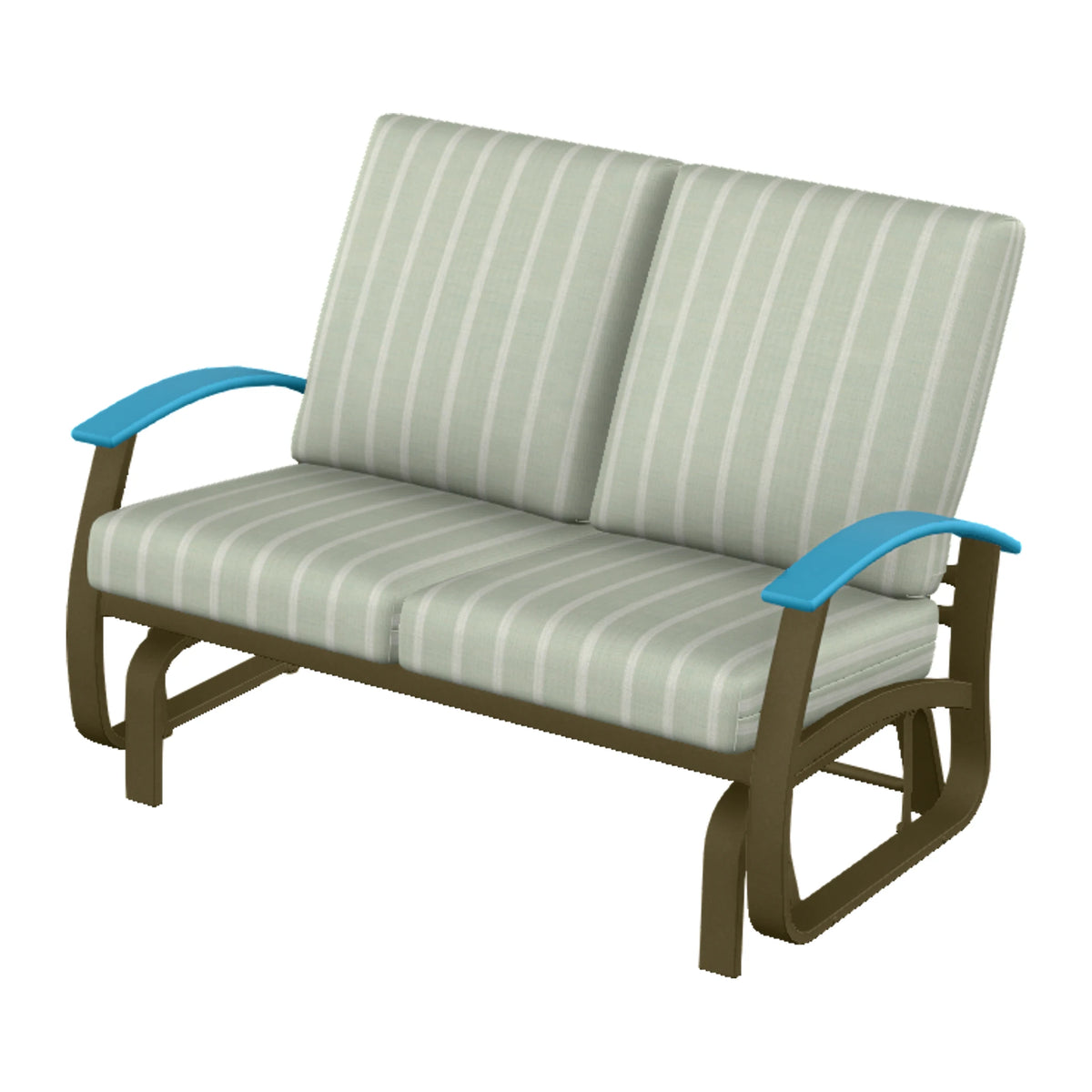 Belle Isle Cushion Loveseat Glider — Beachwood PC / Aqua Accents