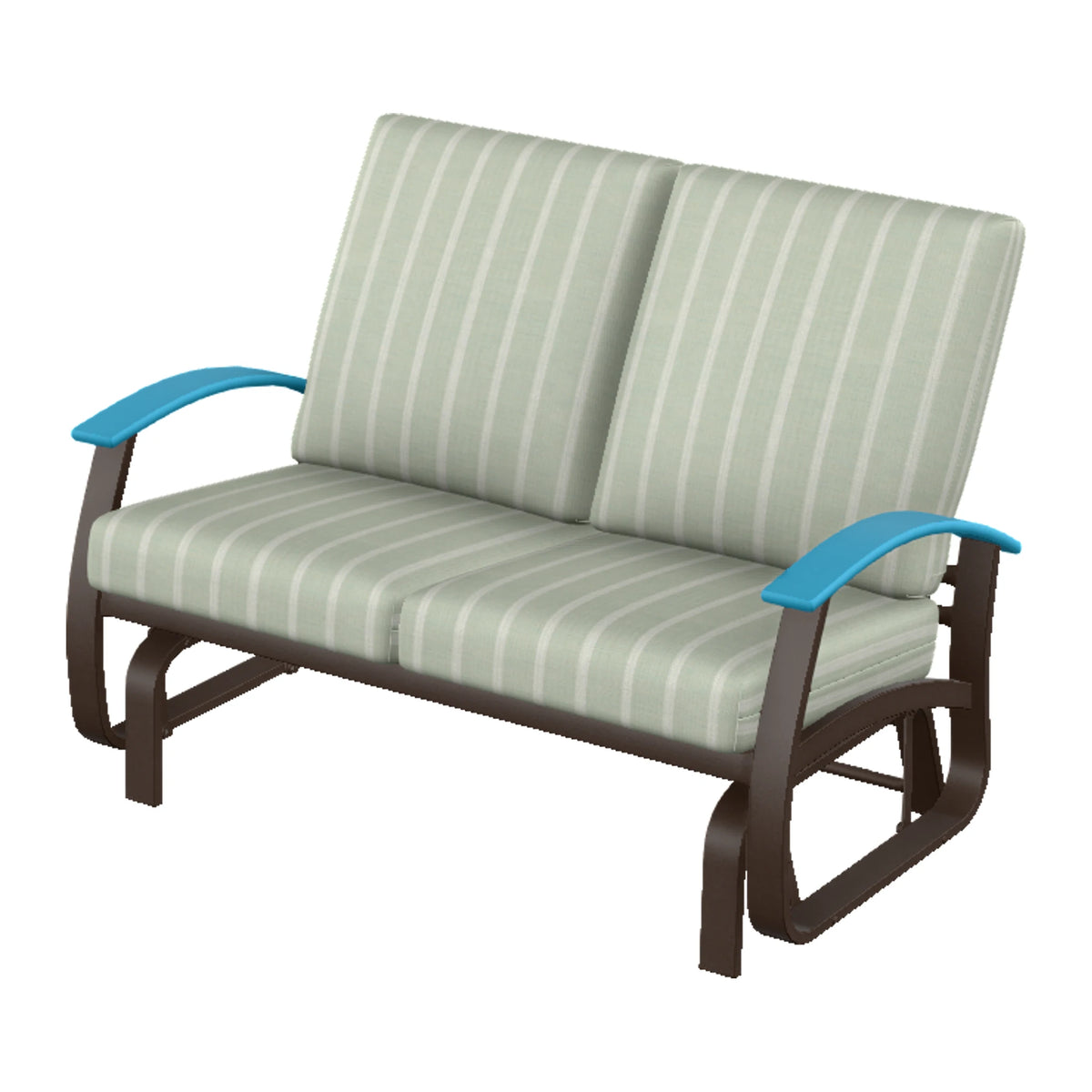 Belle Isle Cushion Loveseat Glider — Kona PC / Aqua Accents