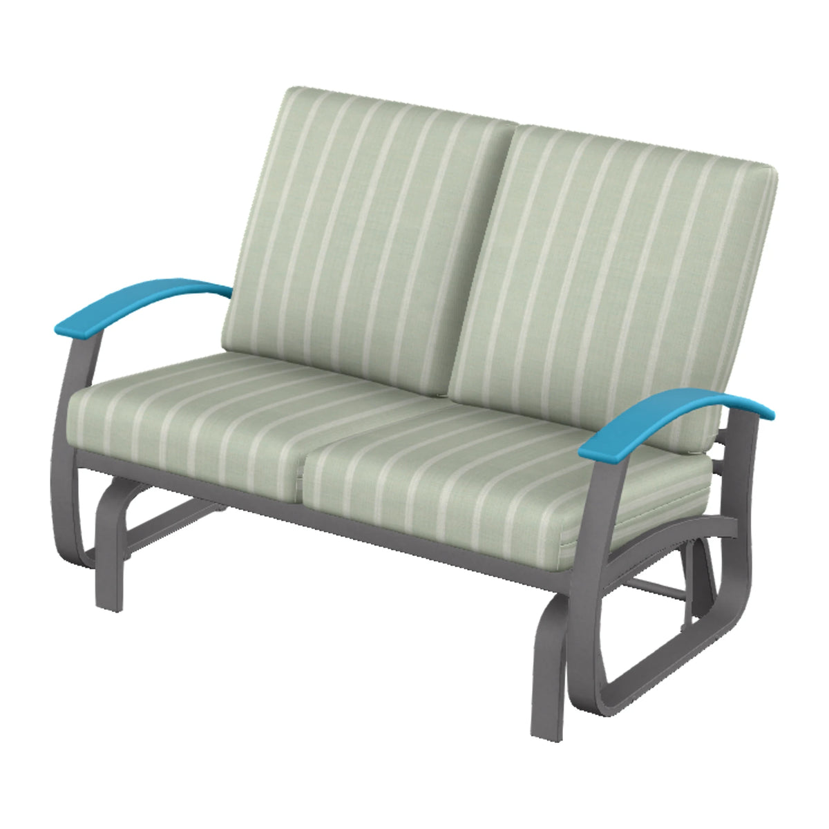 Belle Isle Cushion Loveseat Glider — Graphite Txt PC / Aqua Accents
