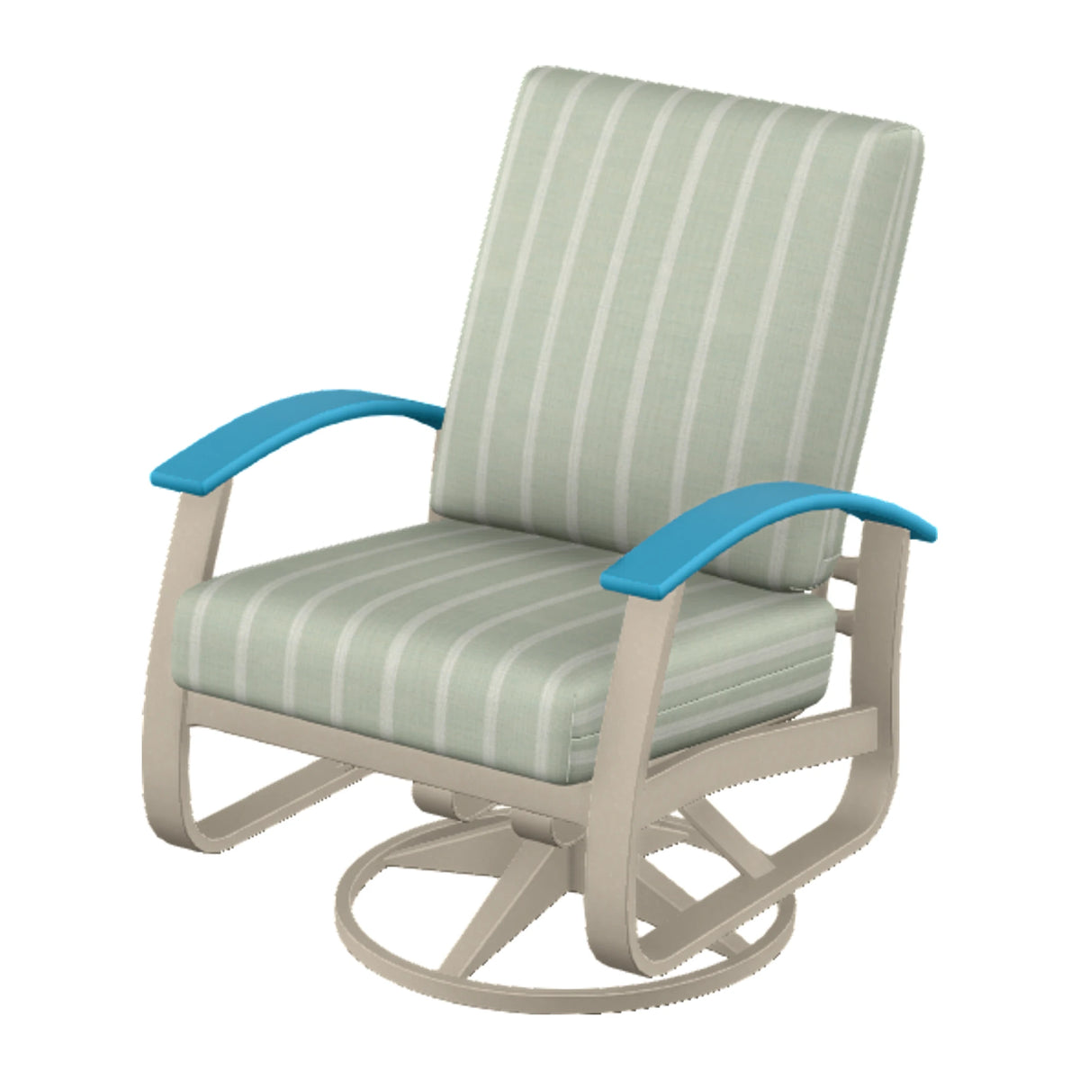 Belle Isle Cushion Swivel Rocker — Desert Sand PC / Aqua Accents