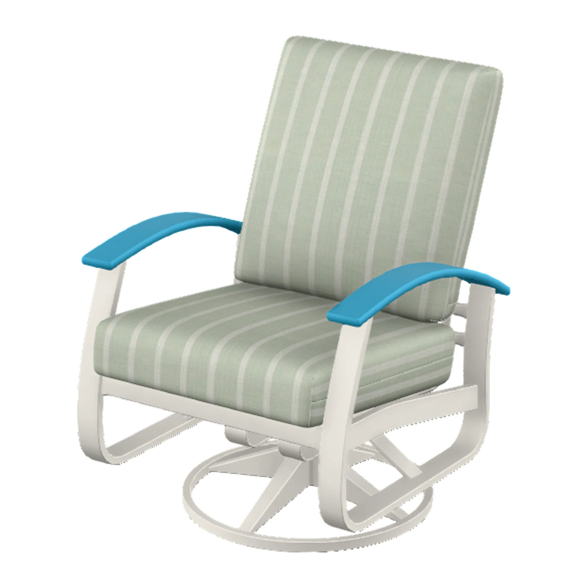 Belle Isle Cushion Swivel Rocker — Snow PC / Aqua Accents