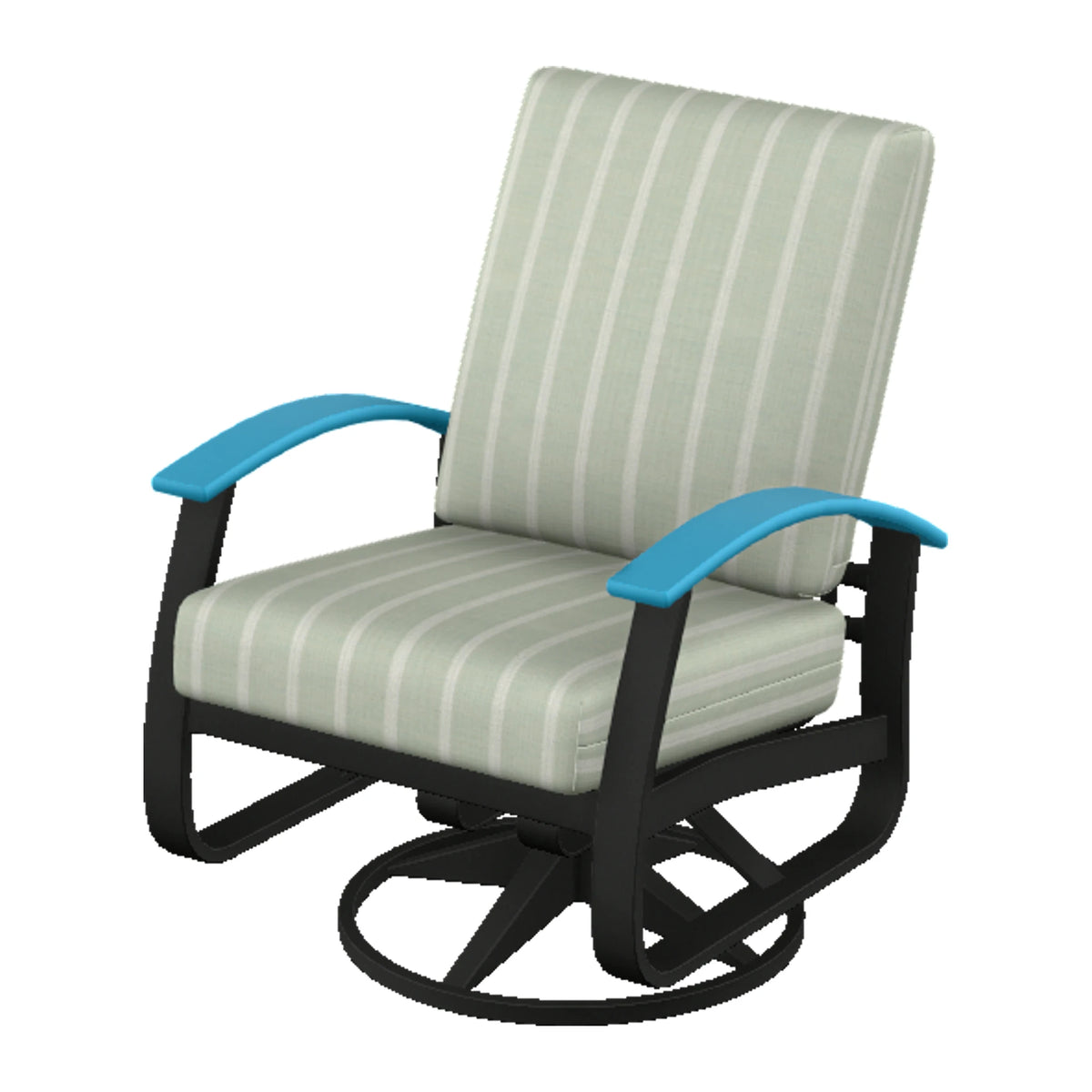 Belle Isle Cushion Swivel Rocker — Black PC / Aqua Accents