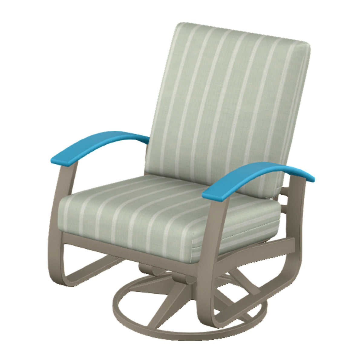 Belle Isle Cushion Swivel Rocker — Storm PC / Aqua Accents