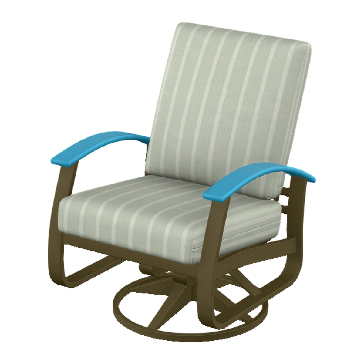 Belle Isle Cushion Swivel Rocker — Beachwood PC / Aqua Accents