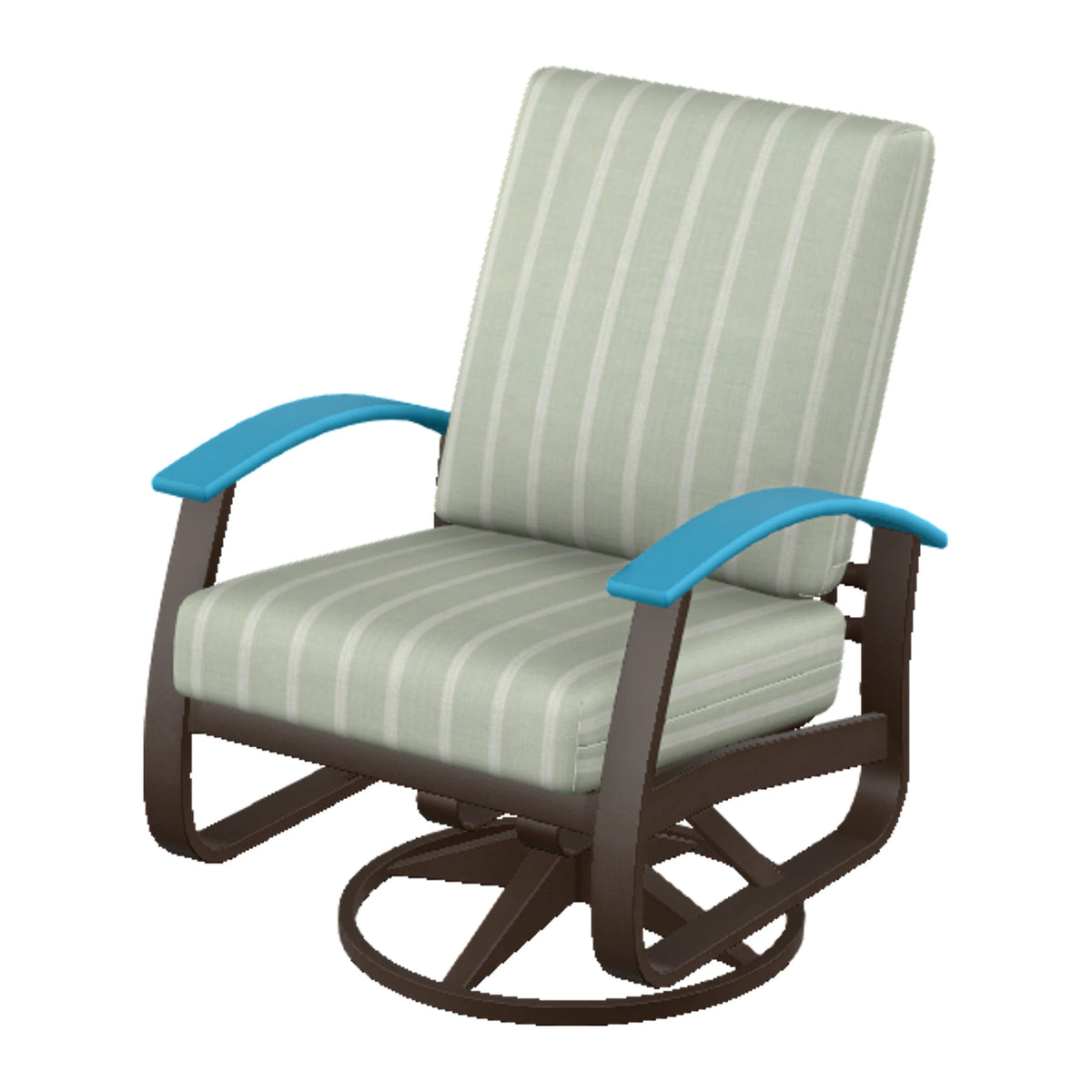 Belle Isle Cushion Swivel Rocker — Kona PC / Aqua Accents