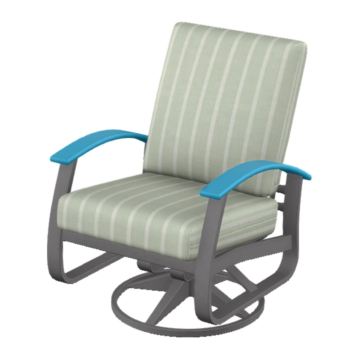 Belle Isle Cushion Swivel Rocker — Graphite Txt PC / Aqua Accents