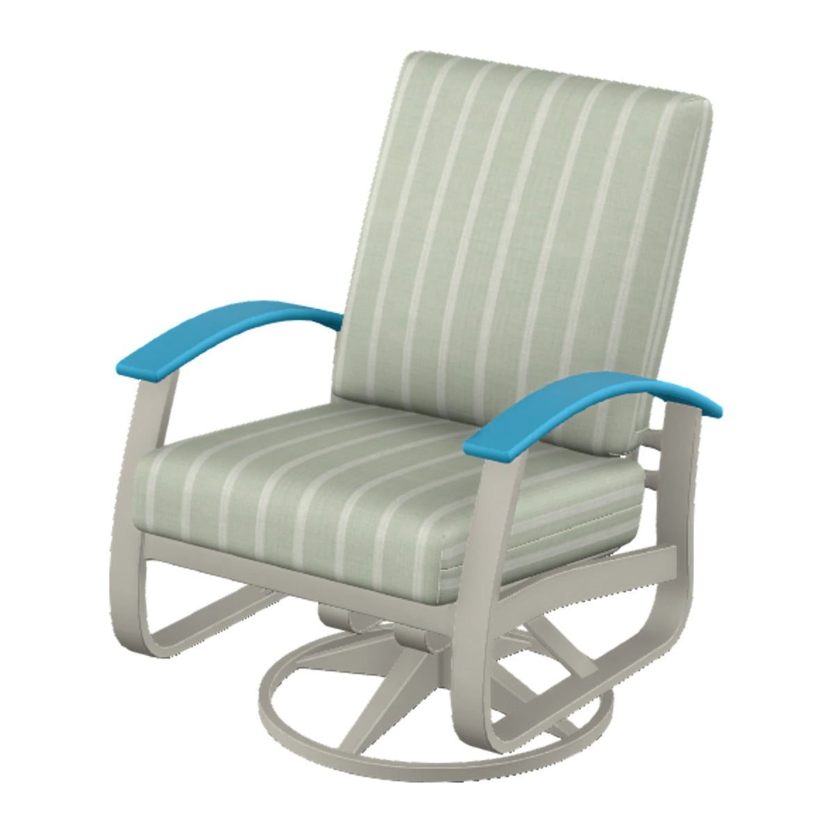Belle Isle Cushion Swivel Rocker — Warm Grey PC / Aqua Accents