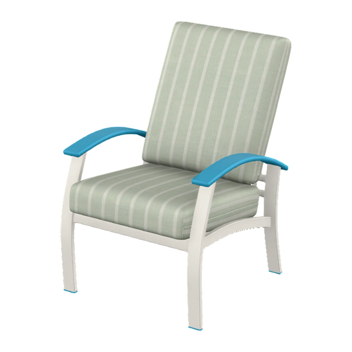 Belle Isle Cushion Armchair — Snow PC / Aqua Accents