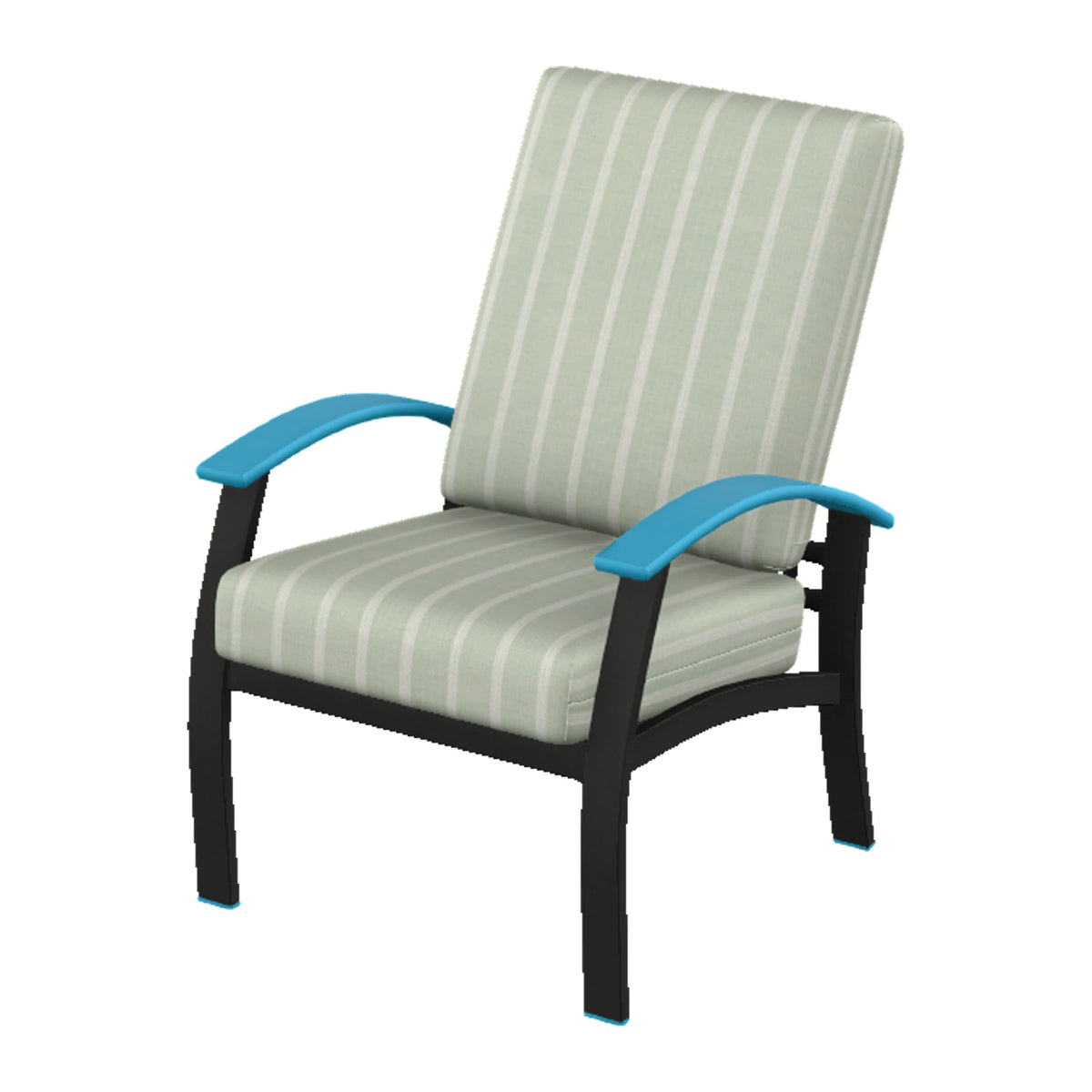Belle Isle Cushion Armchair — Black PC / Aqua Accents