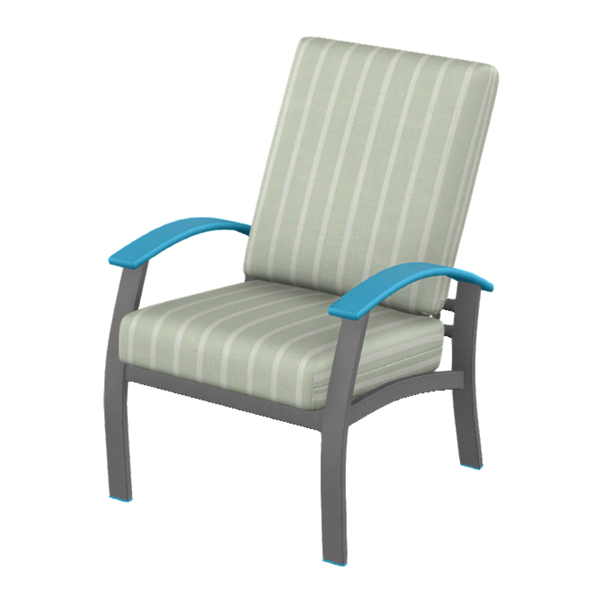 Belle Isle Cushion Armchair — Graphite Txt PC / Aqua Accents