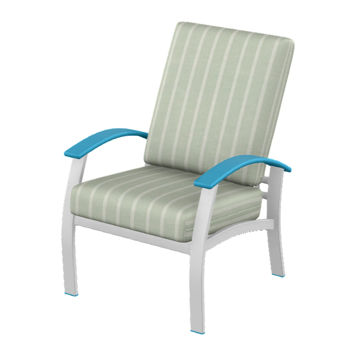 Belle Isle Cushion Armchair — White Txt PC / Aqua Accents