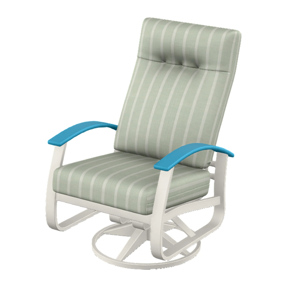 Belle Isle Cushion Supreme Height Swivel Rocker — Snow PC / Aqua Accents