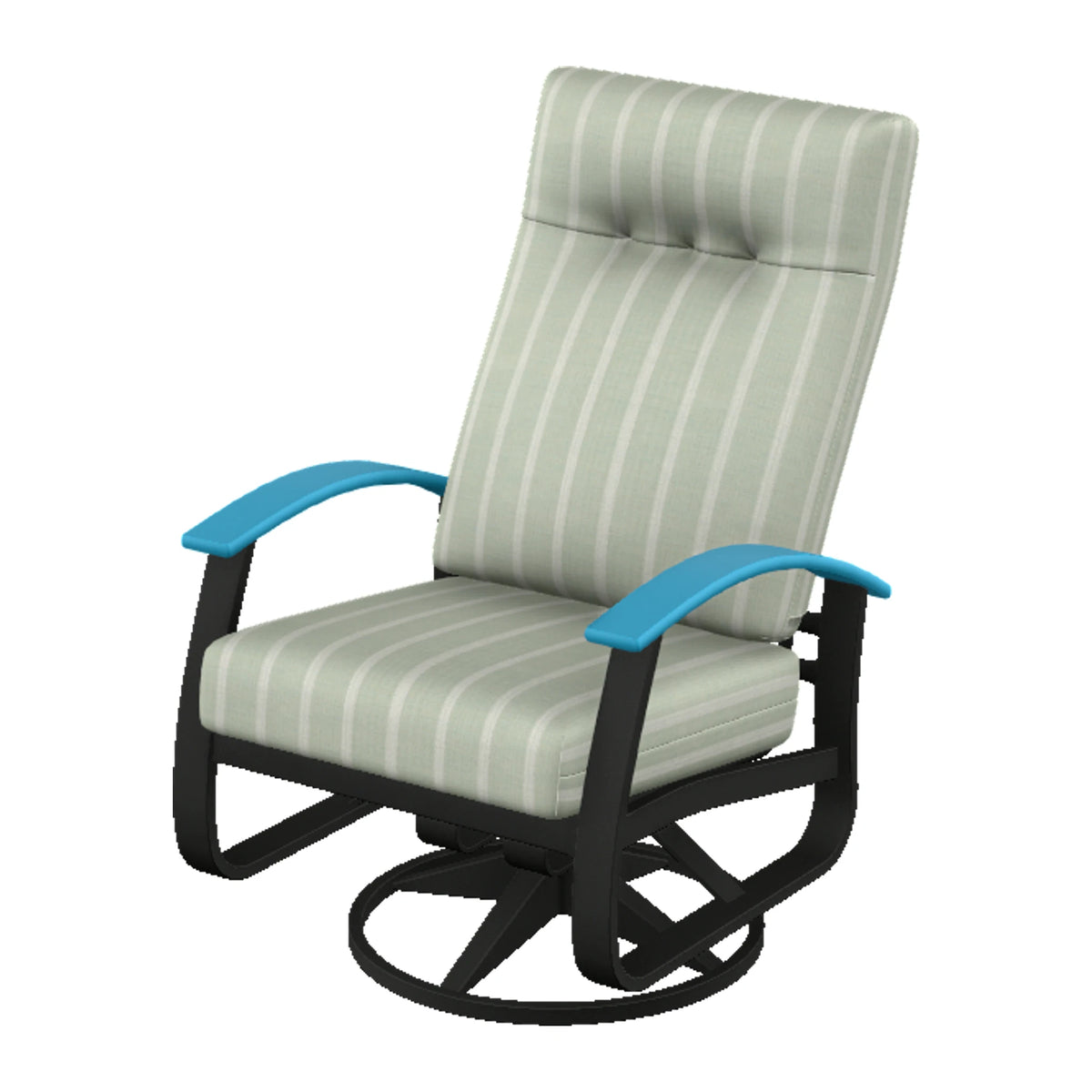 Belle Isle Cushion Supreme Height Swivel Rocker — Black PC / Aqua Accents