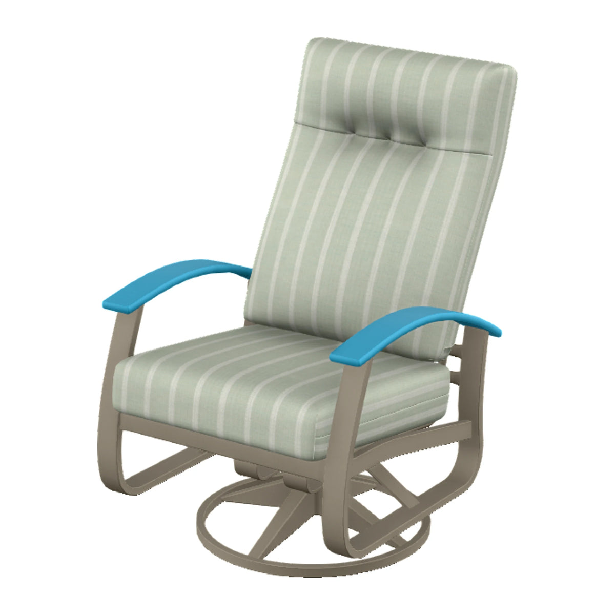 Belle Isle Cushion Supreme Height Swivel Rocker — Storm PC / Aqua Accents