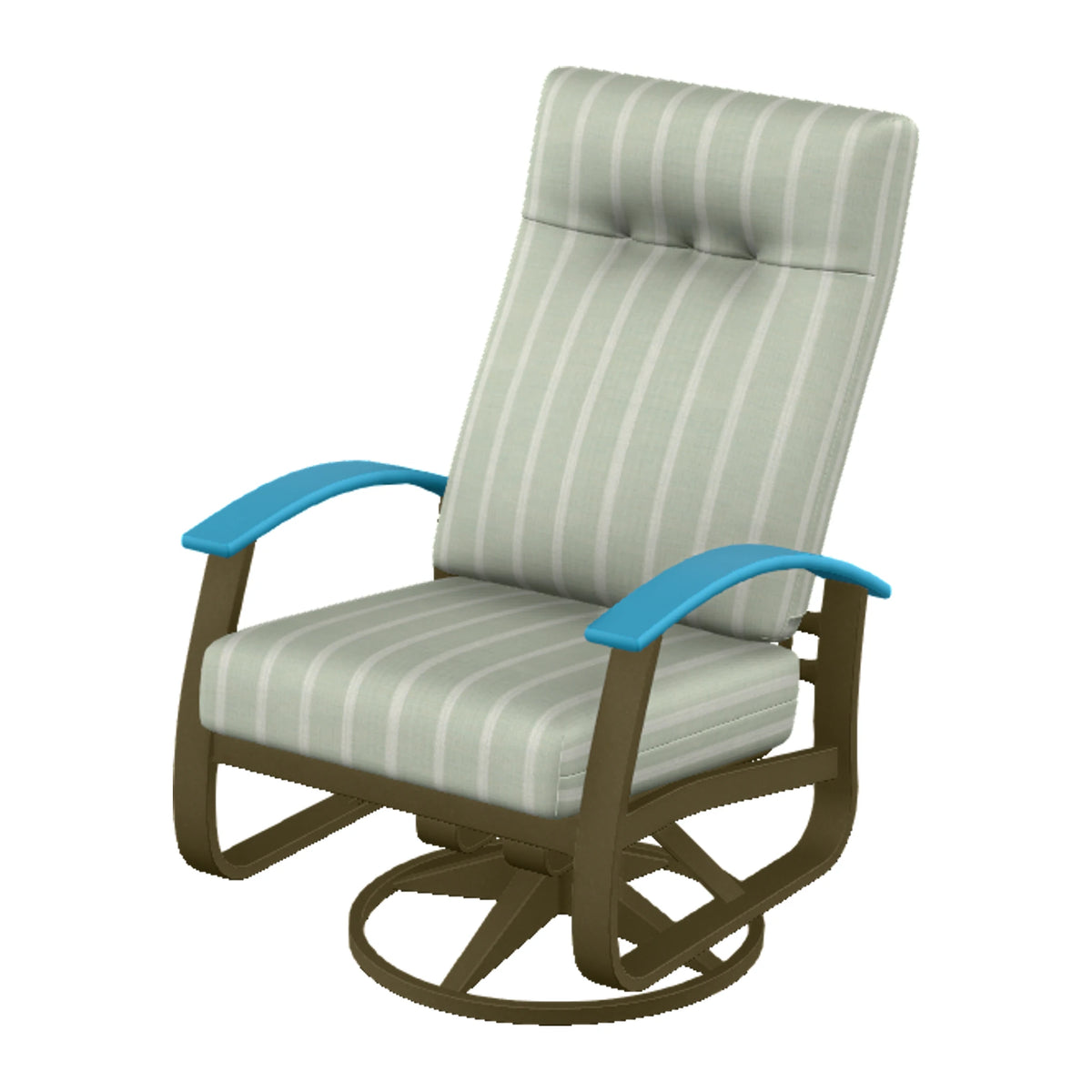 Belle Isle Cushion Supreme Height Swivel Rocker — Beachwood PC / Aqua Accents