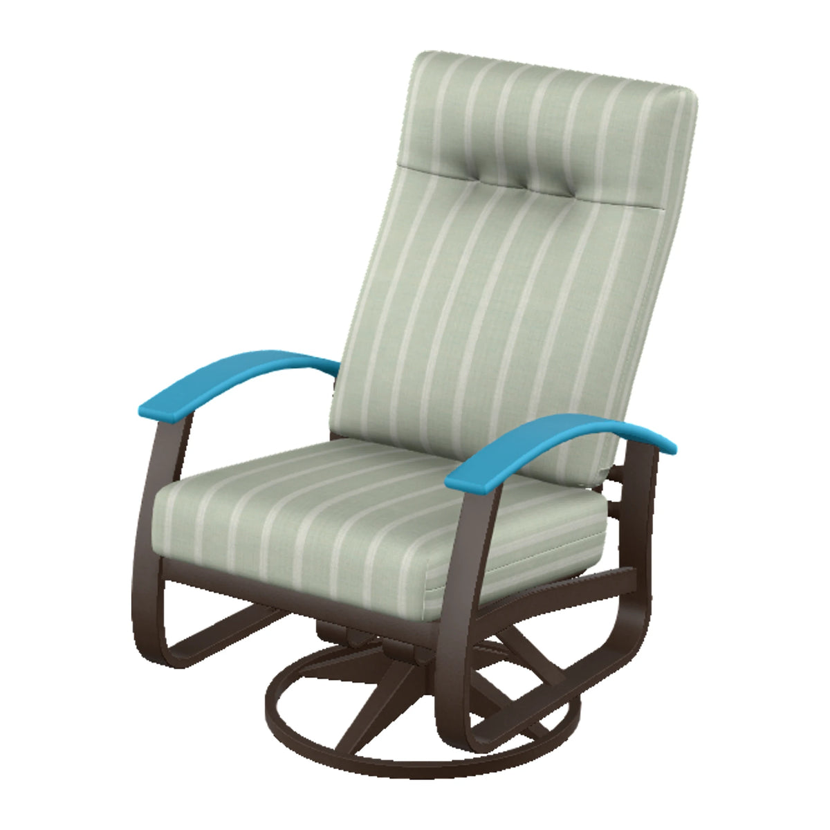 Belle Isle Cushion Supreme Height Swivel Rocker — Kona PC / Aqua Accents