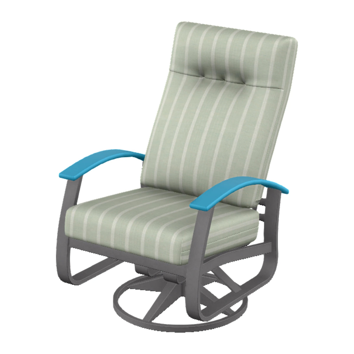 Belle Isle Cushion Supreme Height Swivel Rocker — Graphite Txt PC / Aqua Accents