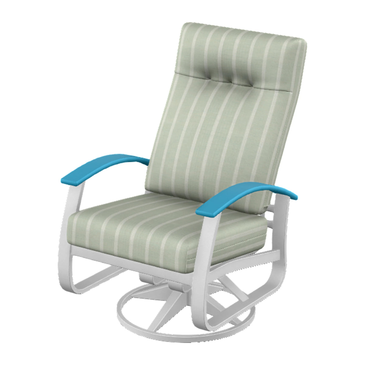 Belle Isle Cushion Supreme Height Swivel Rocker — White Txt PC / Aqua Accents