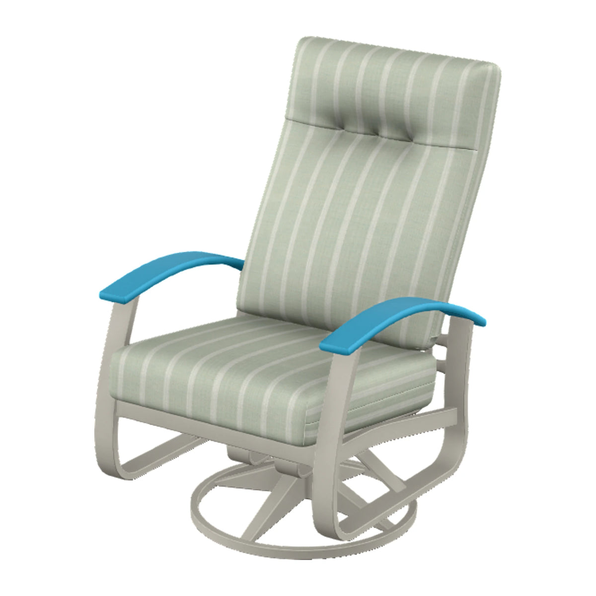Belle Isle Cushion Supreme Height Swivel Rocker — Warm Grey PC / Aqua Accents
