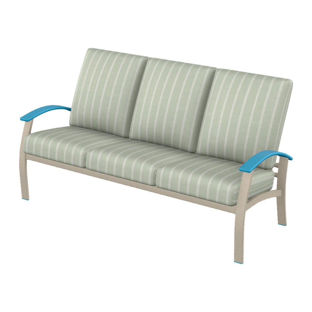 Belle Isle Cushion Sofa — Desert Sand PC / Aqua Accents
