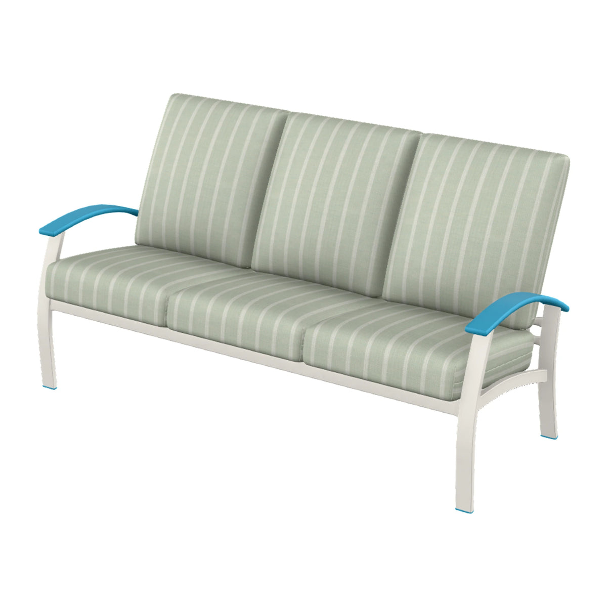 Belle Isle Cushion Sofa — Snow PC / Aqua Accents