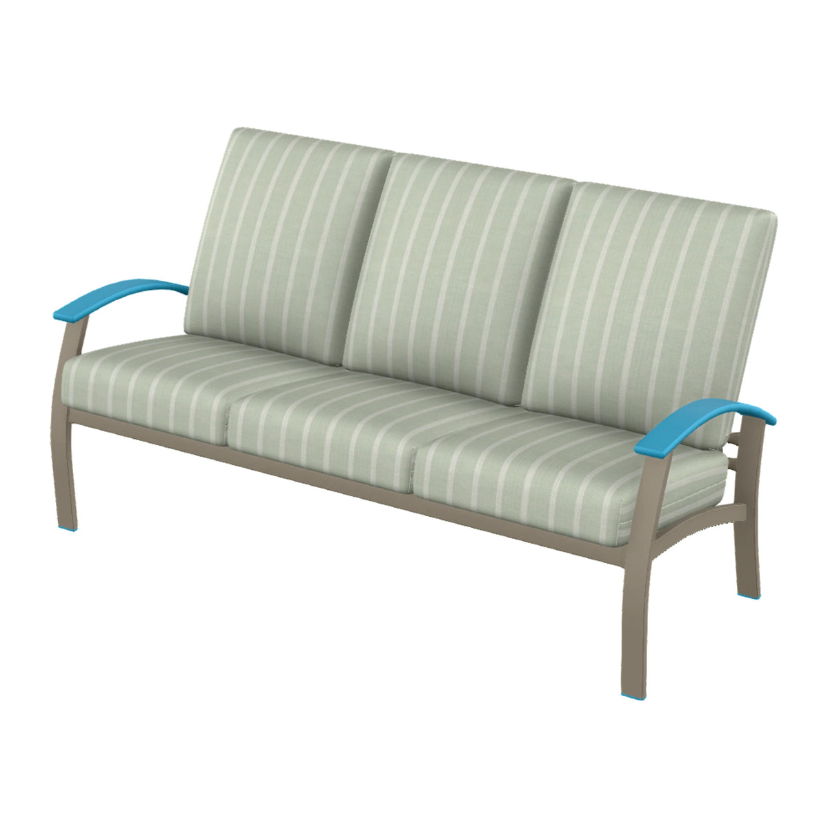 Belle Isle Cushion Sofa — Storm PC / Aqua Accents