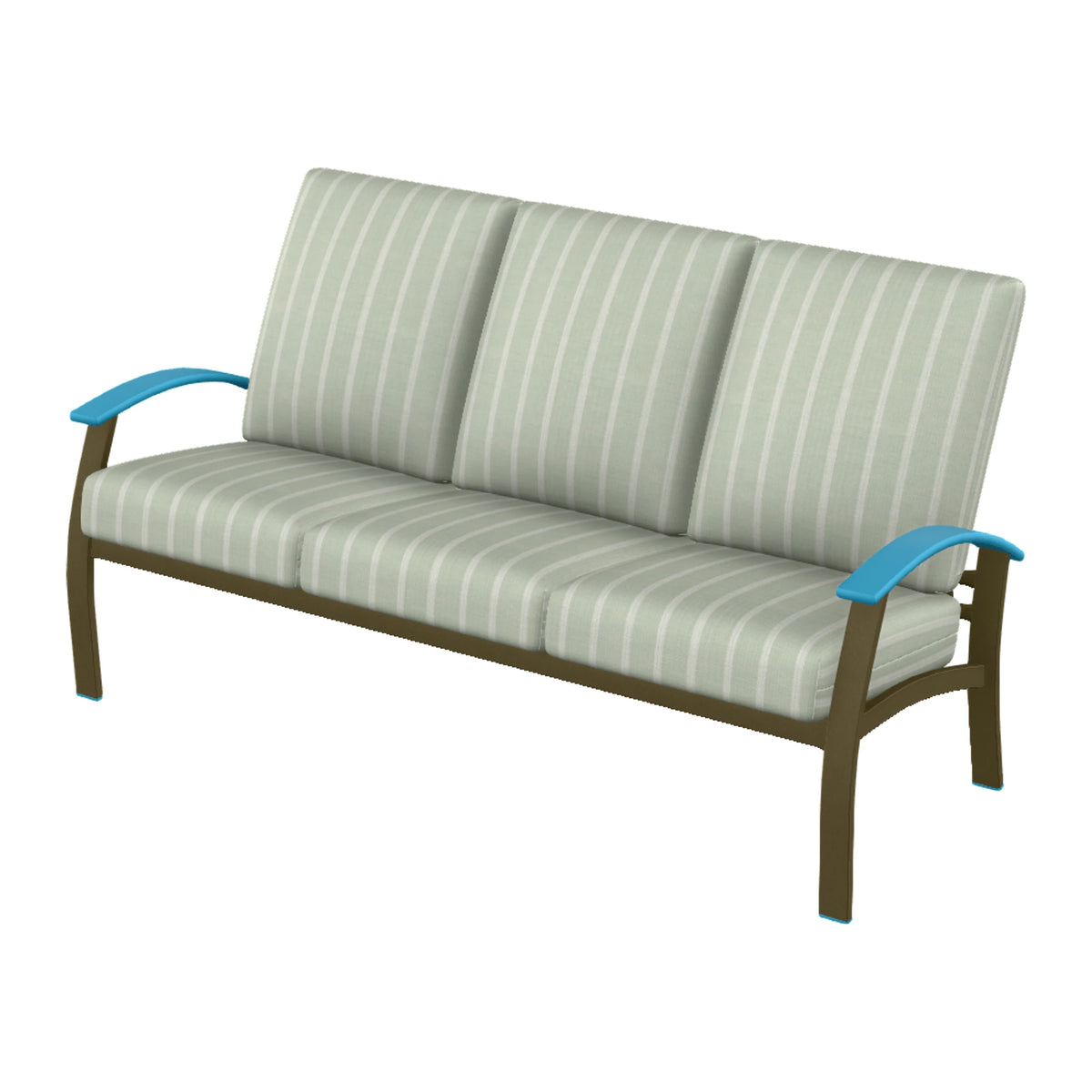 Belle Isle Cushion Sofa — Beachwood PC / Aqua Accents