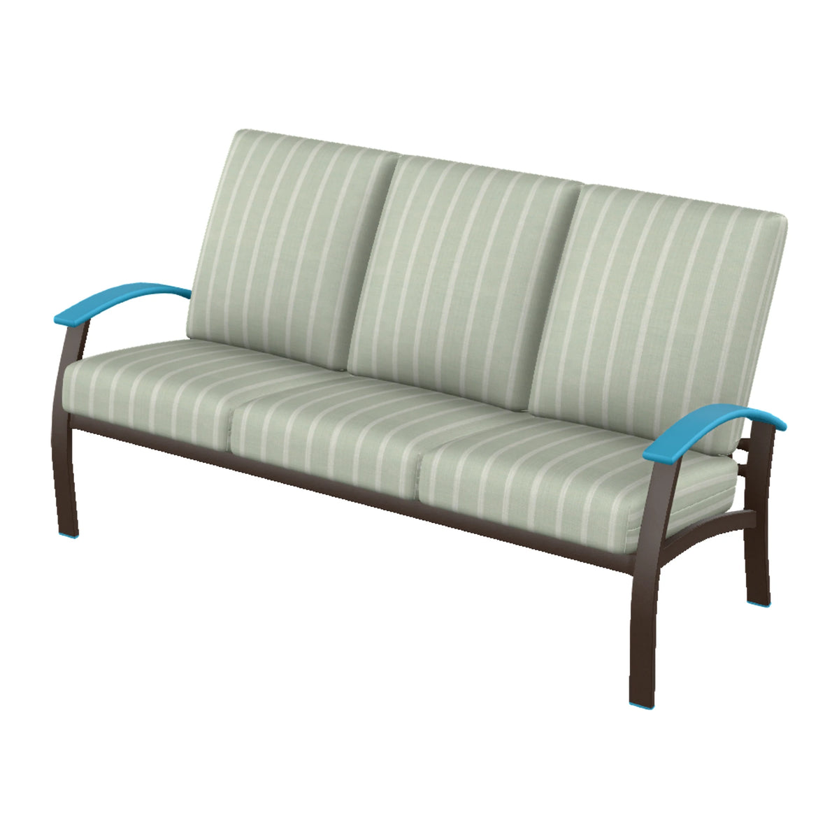 Belle Isle Cushion Sofa — Kona PC / Aqua Accents