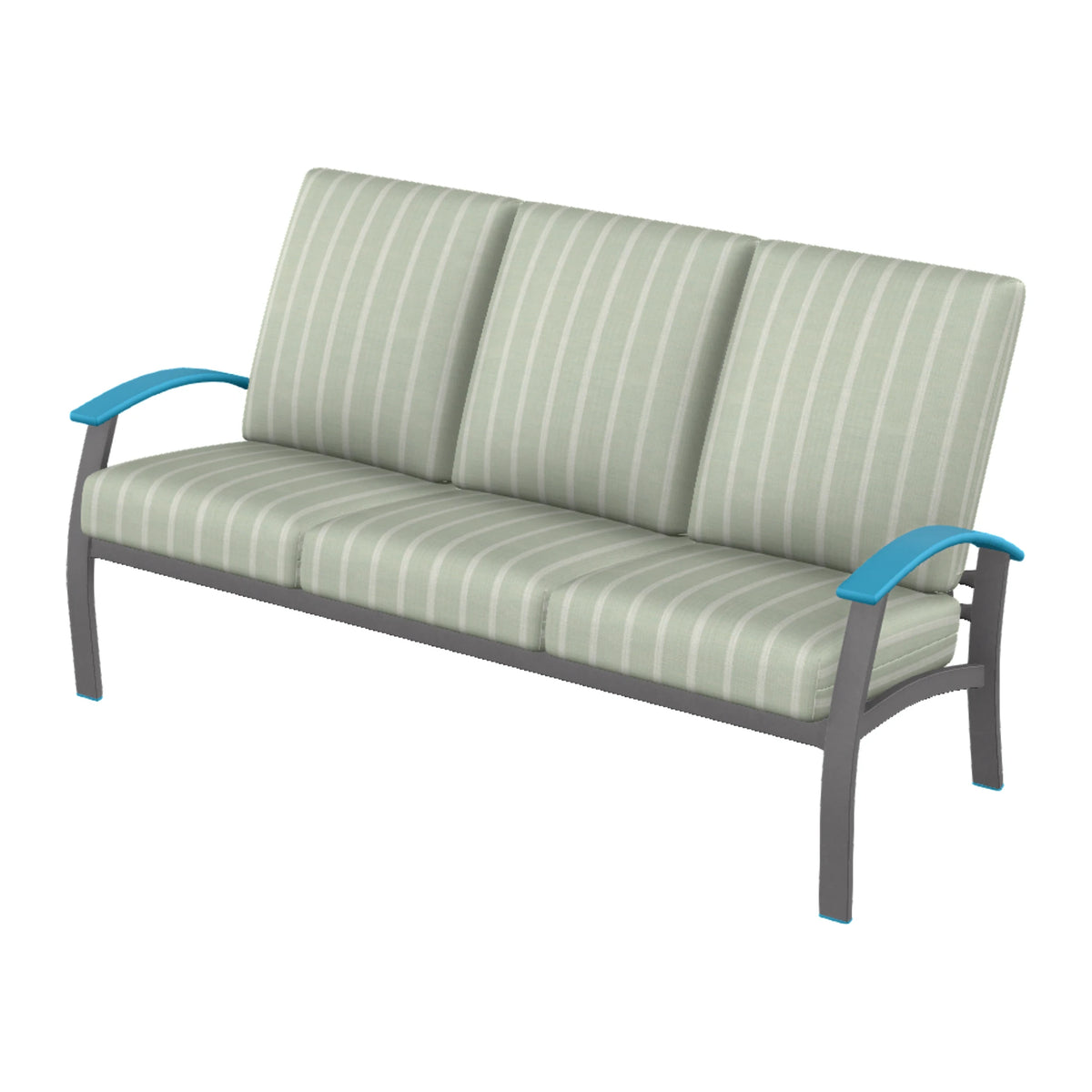 Belle Isle Cushion Sofa — Graphite Txt PC / Aqua Accents