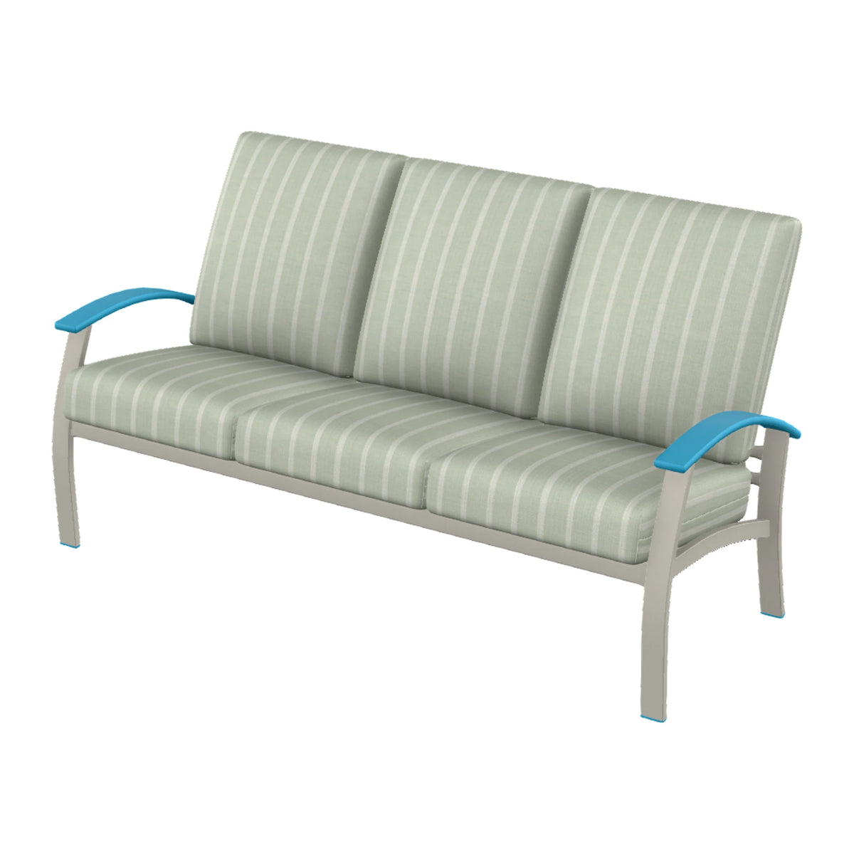 Belle Isle Cushion Sofa — Warm Grey PC / Aqua Accents