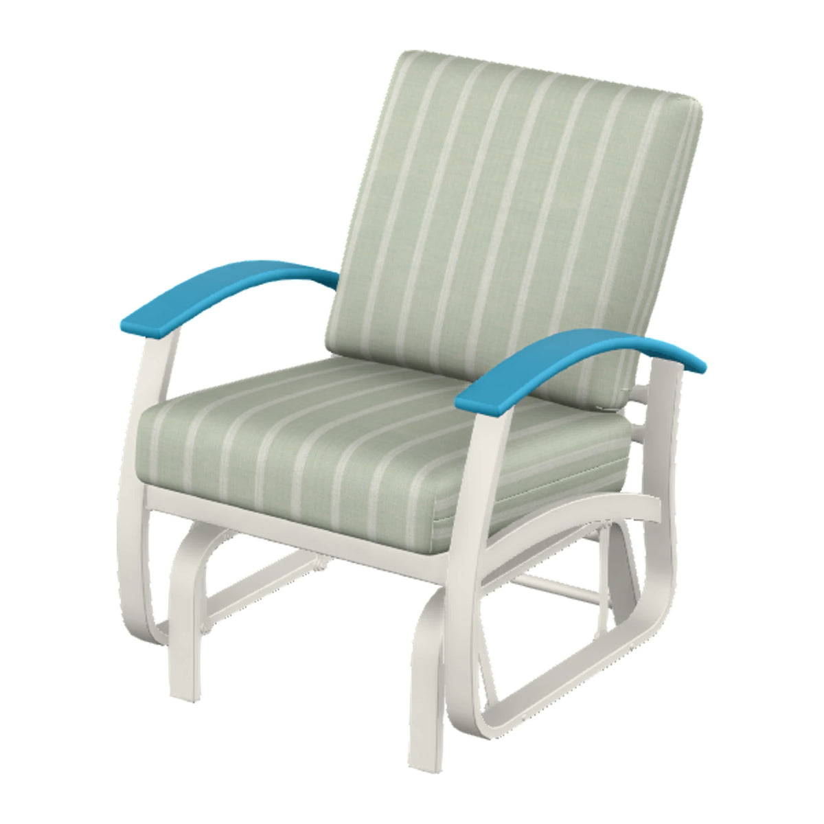Belle Isle Cushion Single-Seat Glider — Snow PC / Aqua Accents