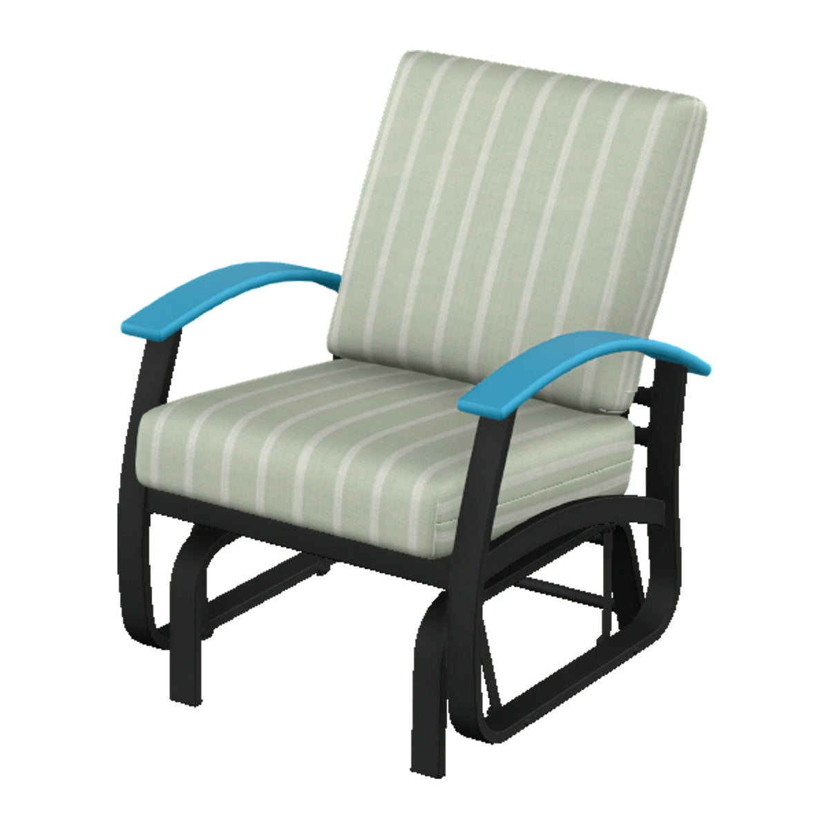 Belle Isle Cushion Single-Seat Glider — Black PC / Aqua Accents