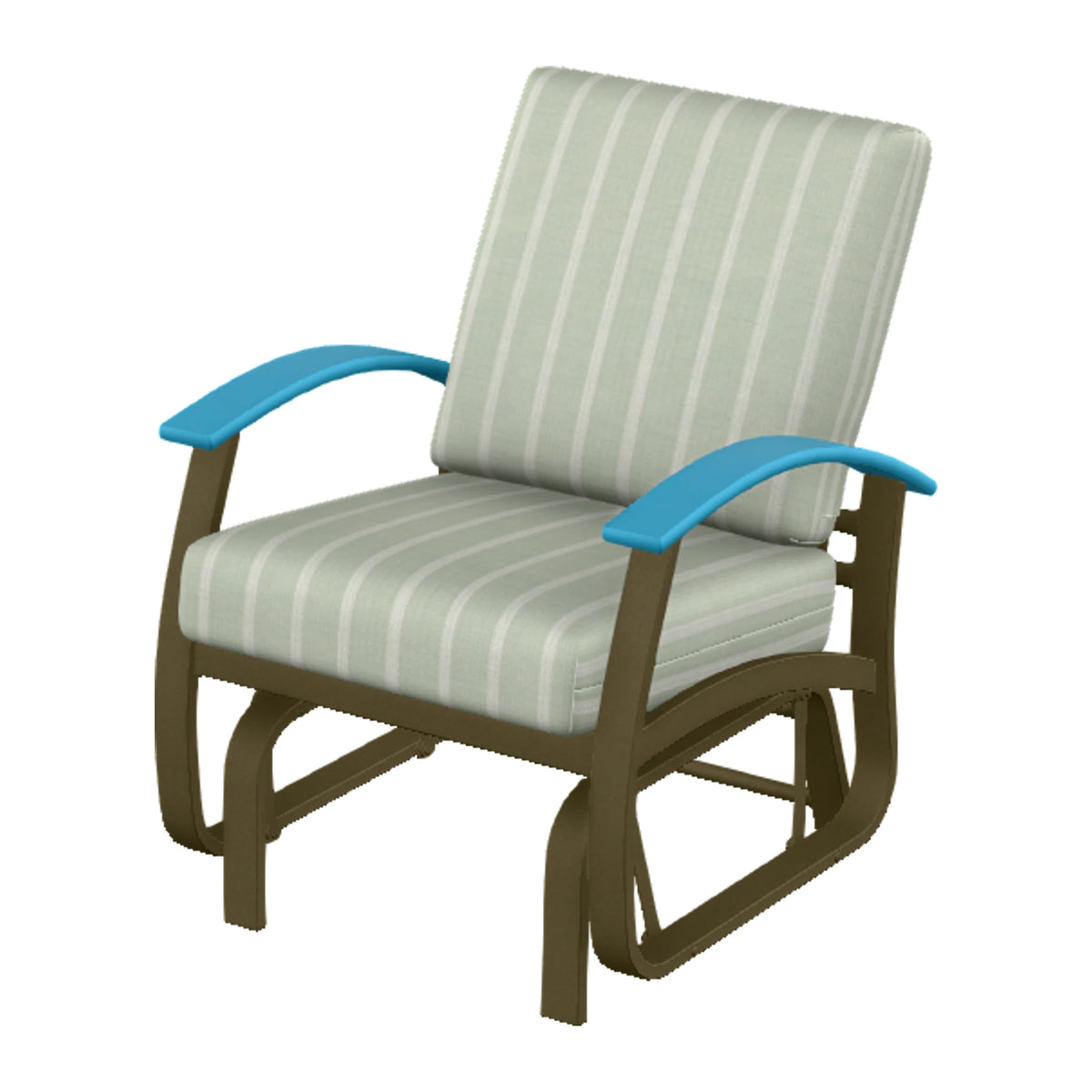 Belle Isle Cushion Single-Seat Glider — Beachwood PC / Aqua Accents