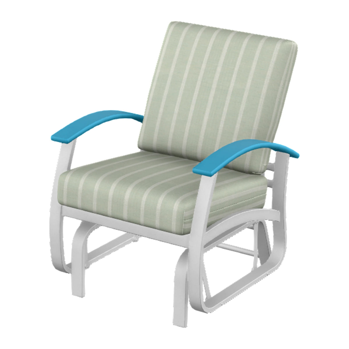 Belle Isle Cushion Single-Seat Glider — White Txt PC / Aqua Accents