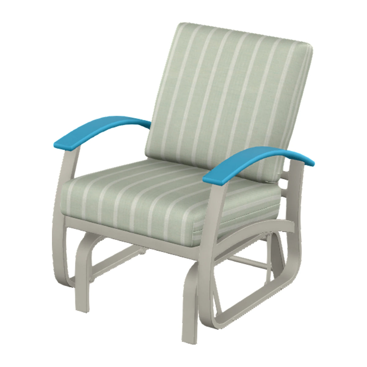 Belle Isle Cushion Single-Seat Glider — Warm Grey PC / Aqua Accents