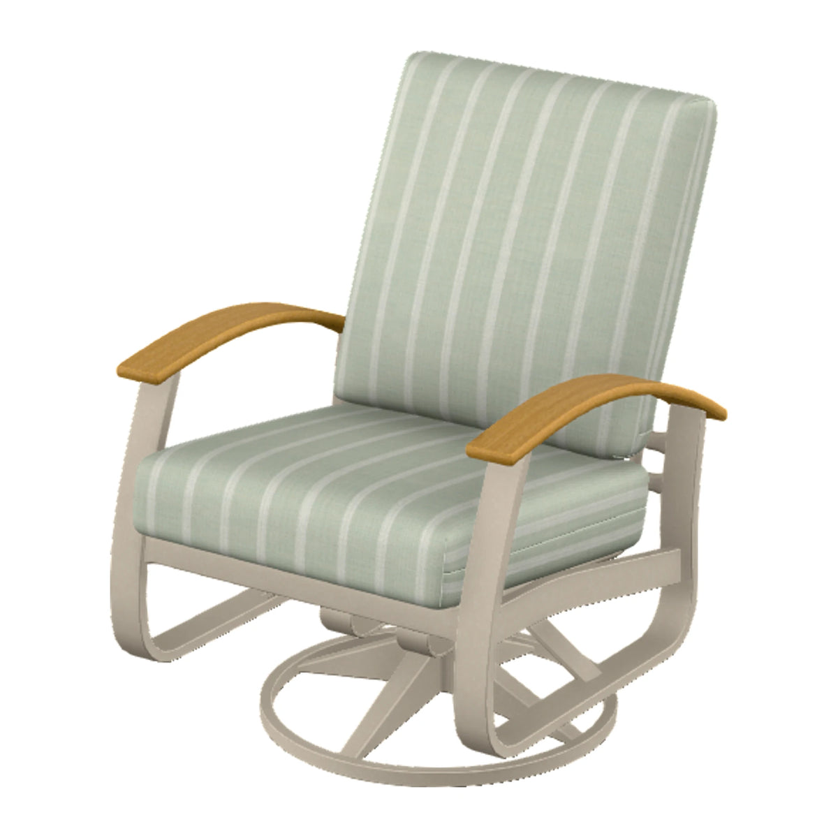 Belle Isle Cushion Swivel Rocker — Desert Sand PC / Teak Accents