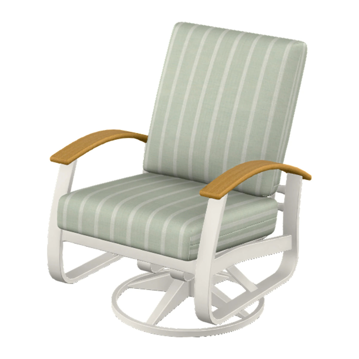Belle Isle Cushion Swivel Rocker — Snow PC / Teak Accents
