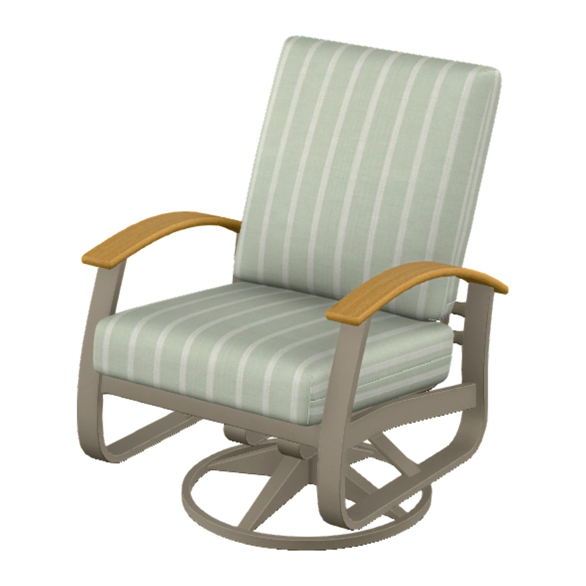 Belle Isle Cushion Swivel Rocker — Storm PC / Teak Accents