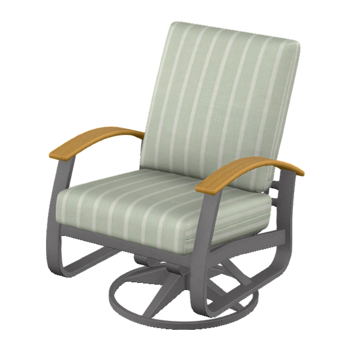 Belle Isle Cushion Swivel Rocker — Graphite Txt PC / Teak Accents