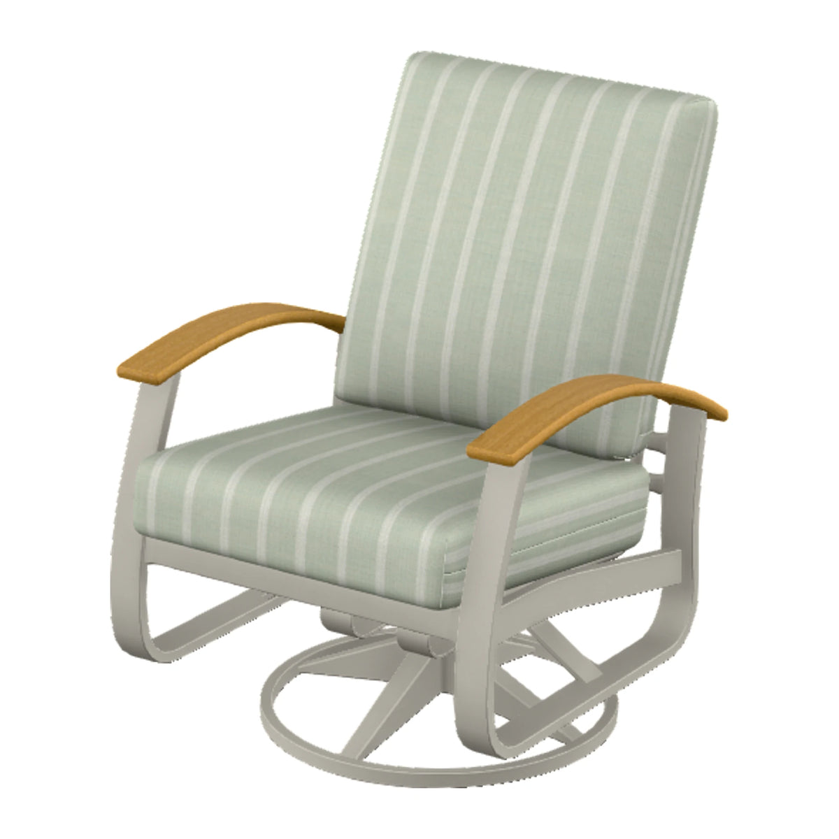 Belle Isle Cushion Swivel Rocker — Warm Grey PC / Teak Accents