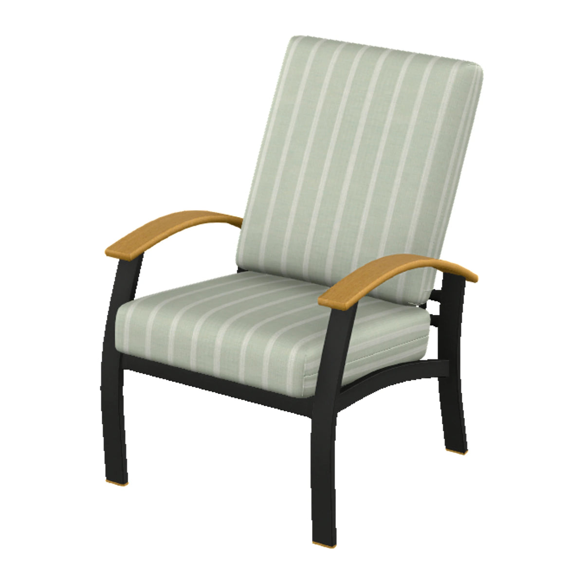 Belle Isle Cushion Armchair — Black PC / Teak Accents