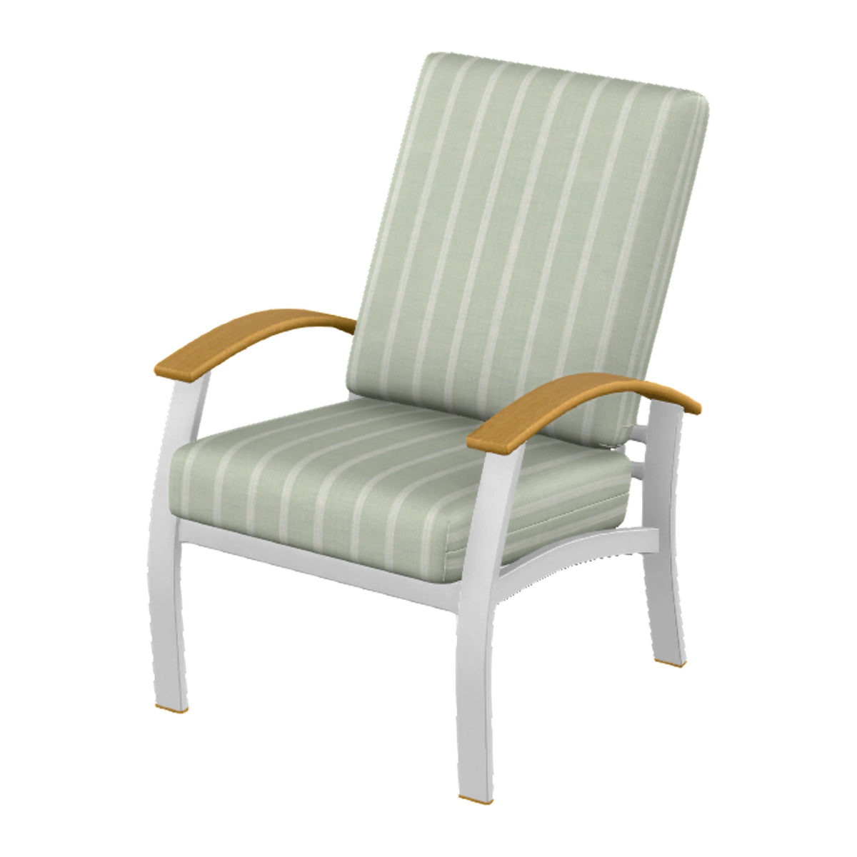 Belle Isle Cushion Armchair — White Txt PC / Teak Accents