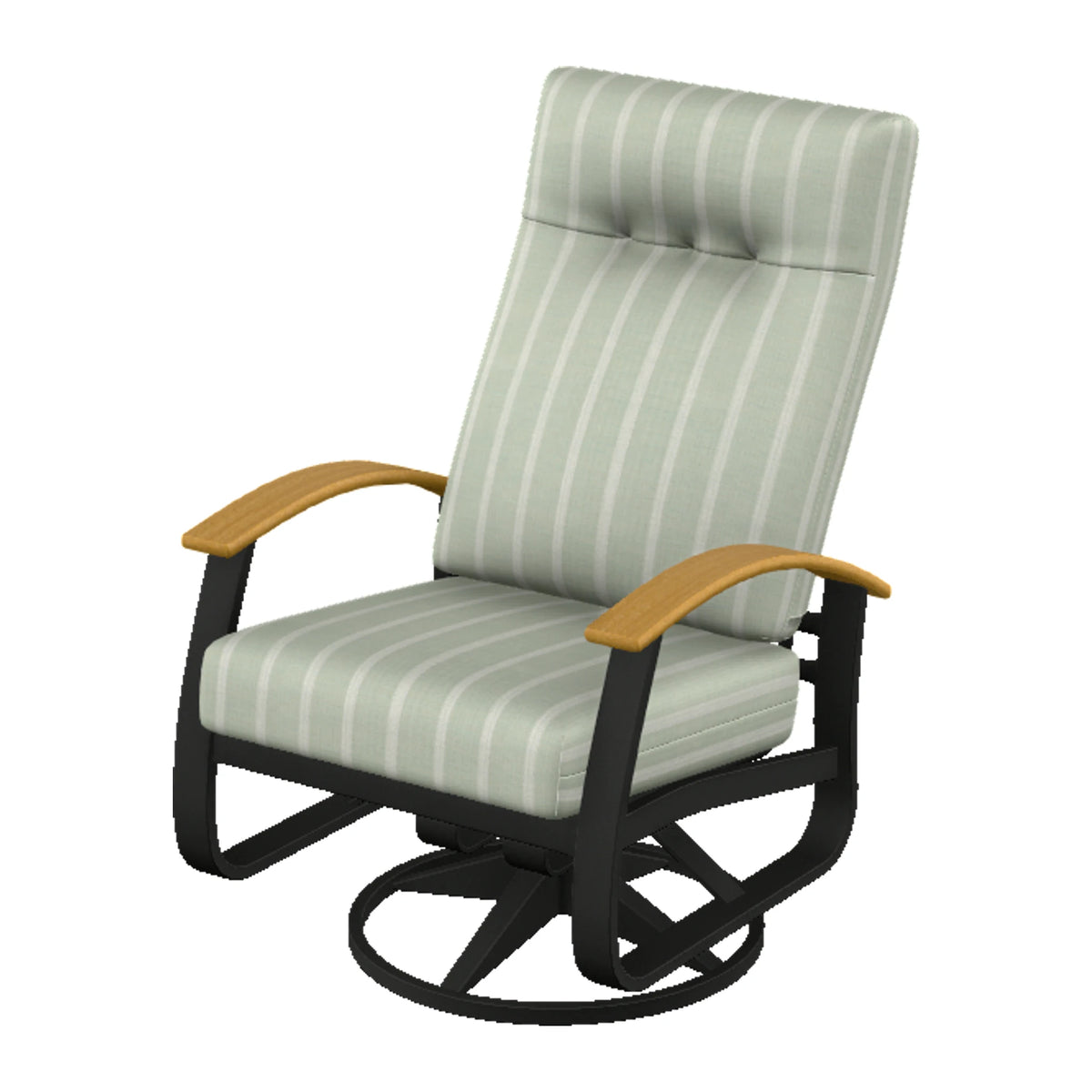 Belle Isle Cushion Supreme Height Swivel Rocker — Black PC / Teak Accents