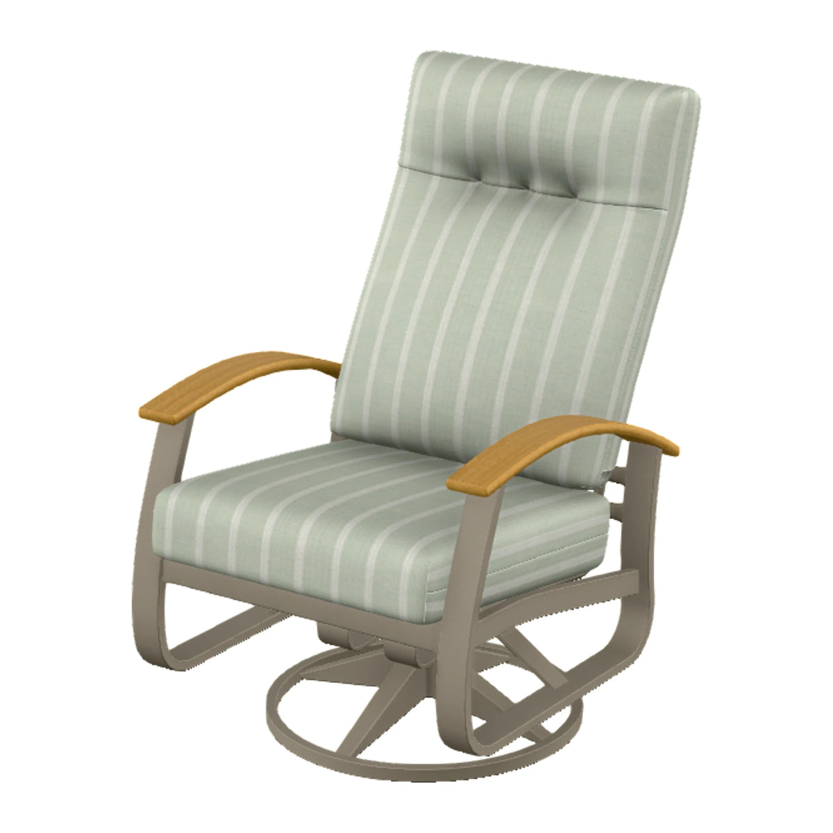 Belle Isle Cushion Supreme Height Swivel Rocker — Storm PC / Teak Accents