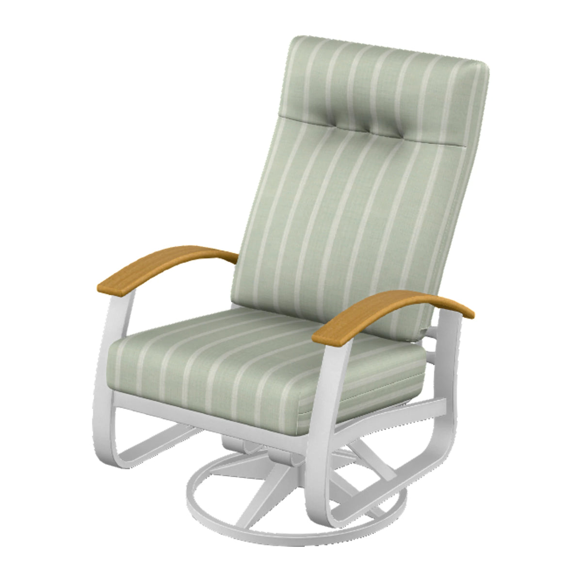 Belle Isle Cushion Supreme Height Swivel Rocker — White Txt PC / Teak Accents