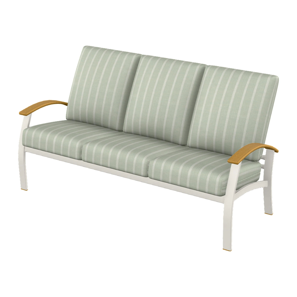Belle Isle Cushion Sofa — Snow PC / Teak Accents