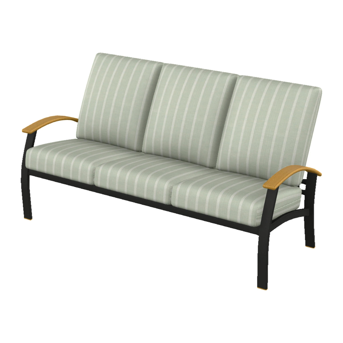 Belle Isle Cushion Sofa — Black PC / Teak Accents