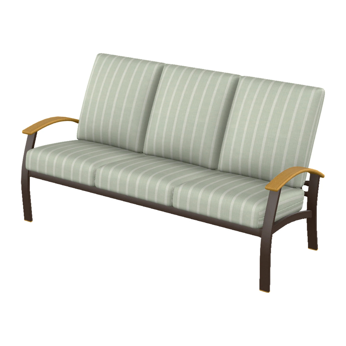 Belle Isle Cushion Sofa — Kona PC / Teak Accents