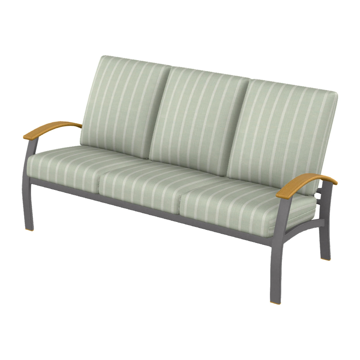 Belle Isle Cushion Sofa — Graphite Txt PC / Teak Accents