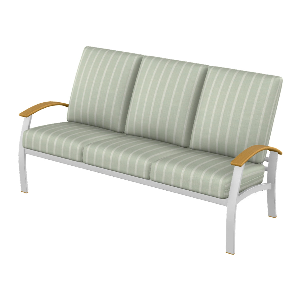 Belle Isle Cushion Sofa — White Txt PC / Teak Accents